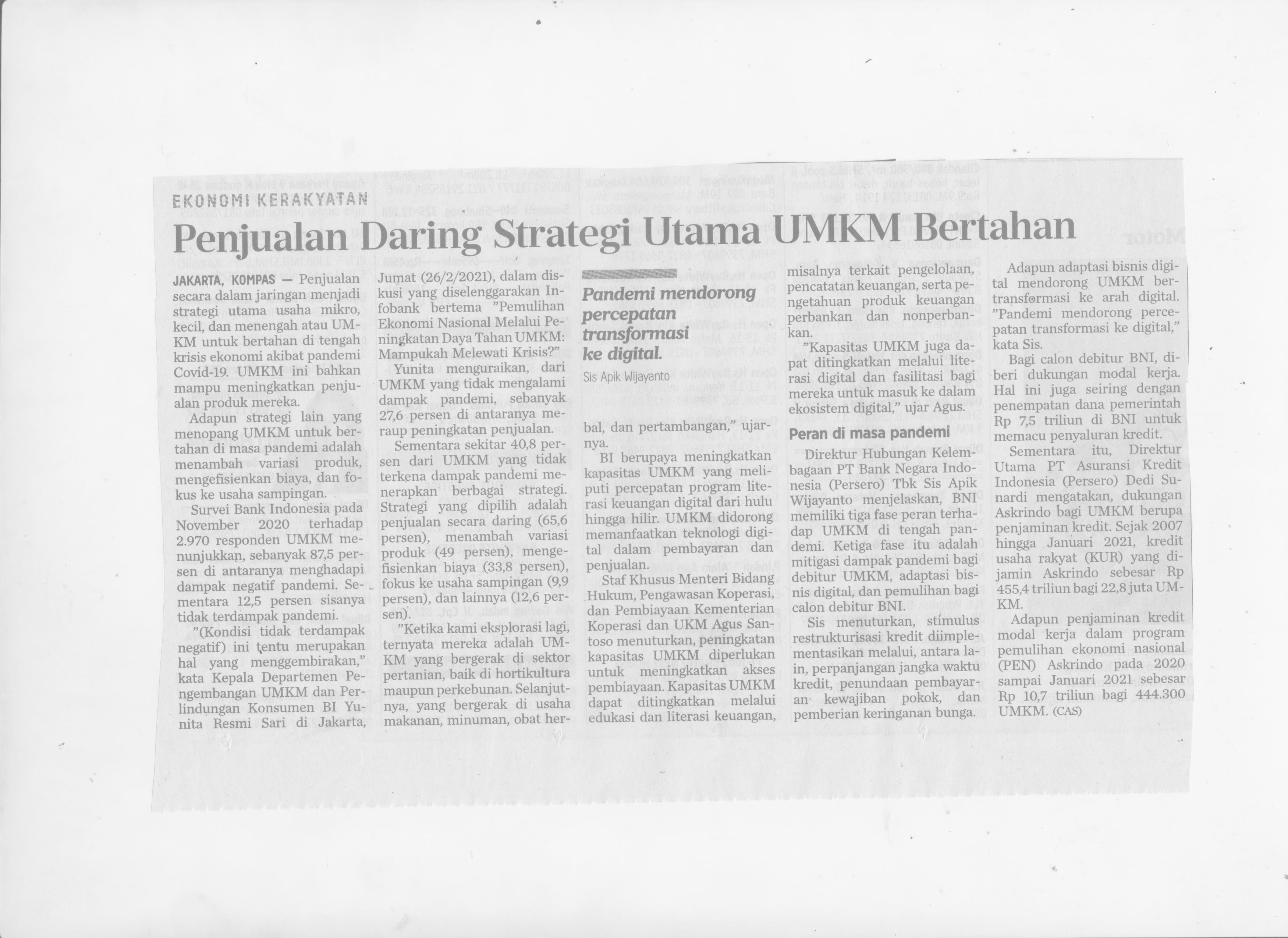 Penjualan Daring Strategi Utama UMKM Bertahan – HomePage | Perpustakaan